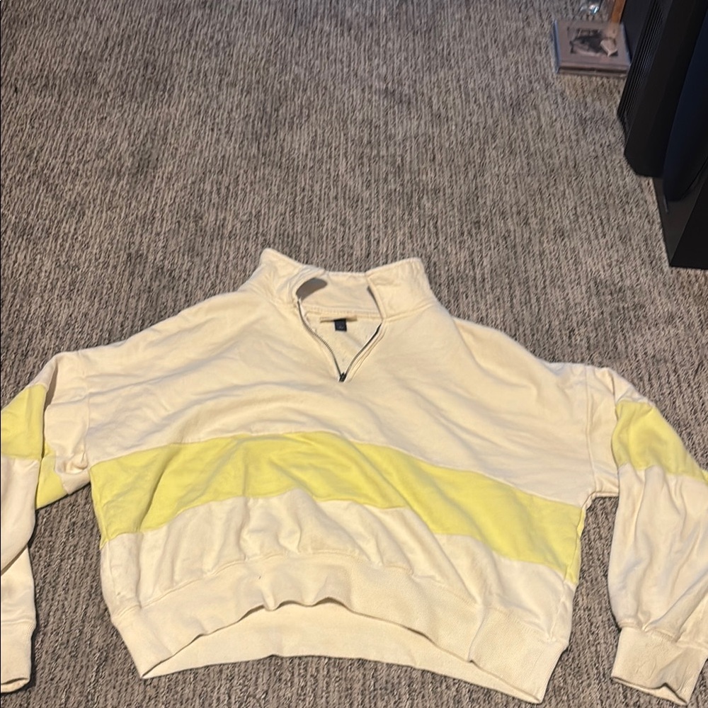 Cream and Yellow Quarter-Zip Sweatshirt